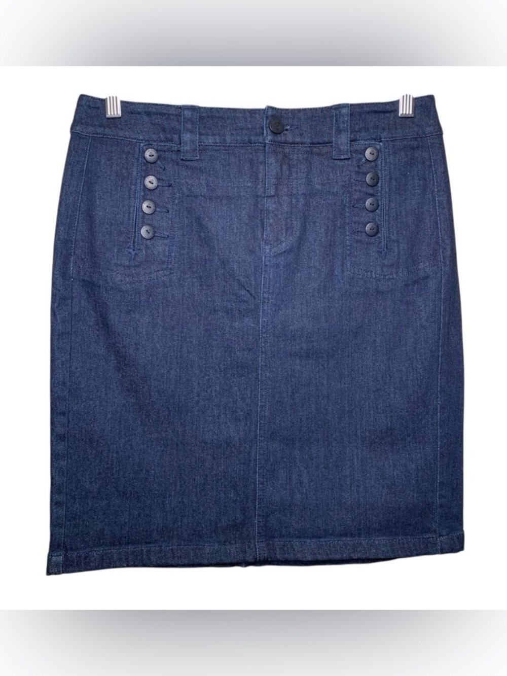 LRL Ralph Lauren Blue Denim Sailor Skirt Sz 4 Dark Wash Classic Preppy Staple
